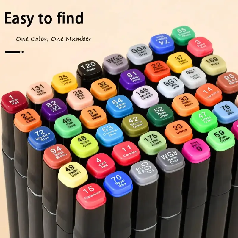Marker Pen Set, 1 Set 168/120/80/48/12 Colors Marker Pen, Dual Ended Markers, Professional Drawing Markers, Student Stationery, Art Materials 2