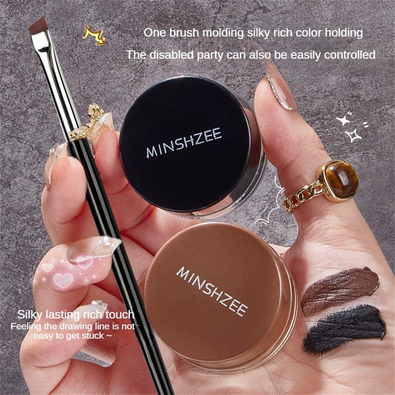 Gel Kẻ Mắt 2 Trong 1, Minshzee, Kem Lông Mày Và Sáp Nơ, Kèm Cọ, Không Thấm…