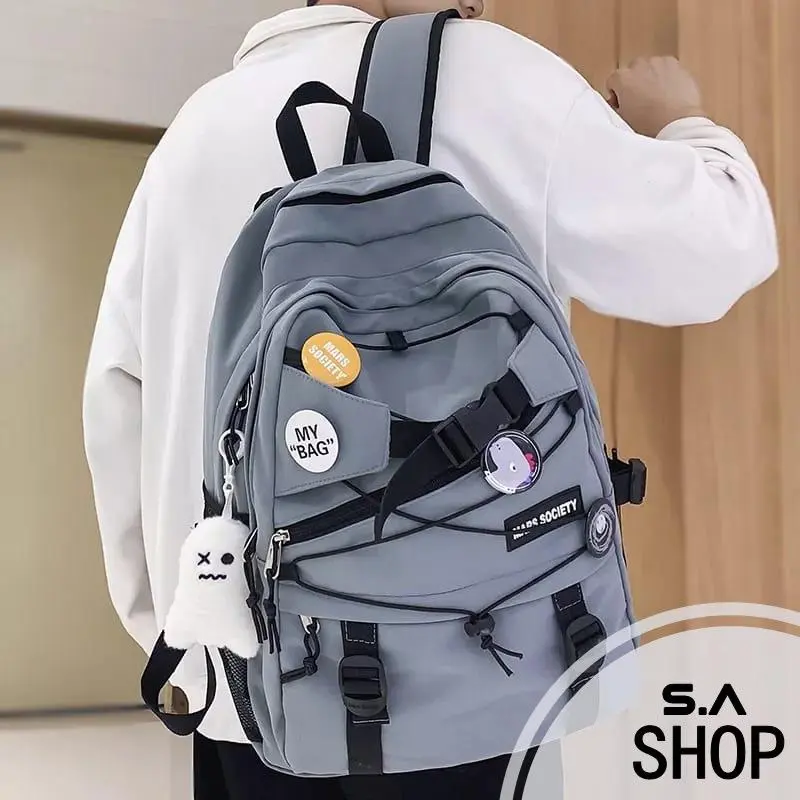 (MYBAG) Tas Ransel Backpack Pria Wanita Fashion Bahan Kanvas Tas Sekolah Tas Punggung Pria Kekinian Cewek