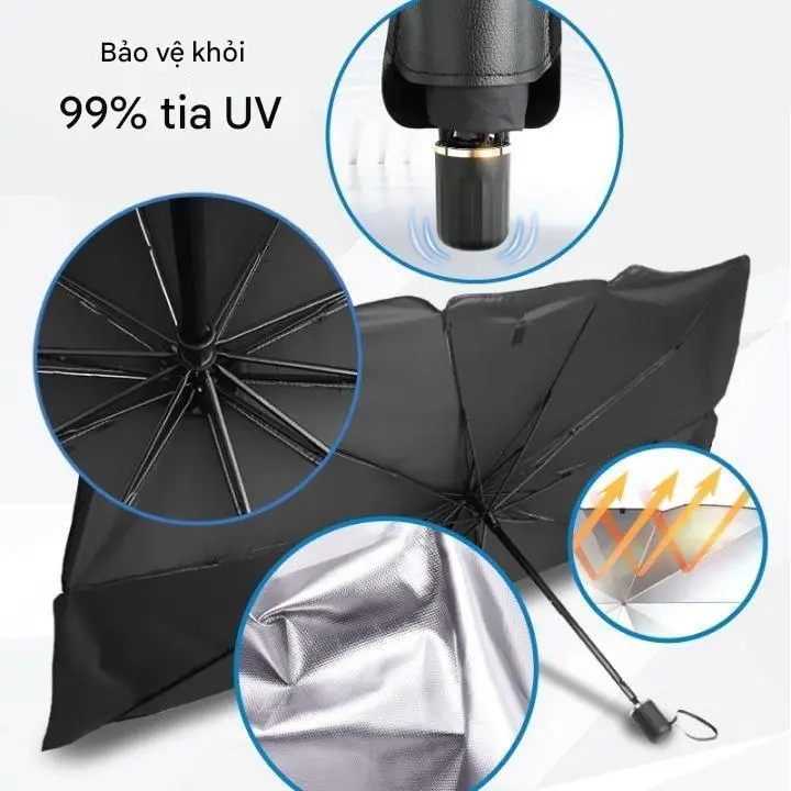 Tấm che nắng ô tô (Mẫu siêu dày, chống tia UV) Có thể sử dụng với tất cả các mẫu. Dày hơn so với thị trường, chống tia UV và chịu nhiệt thực sự, 100% như hình ảnh hiển thị. 6