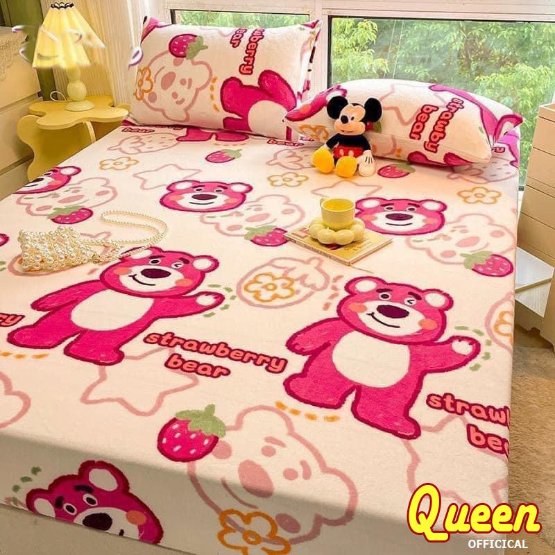 set 3 MÓN GA GỐI m2.m4.m6.m8 drap trải nệm cotton poly mẫu tùy chọn - Queen Home