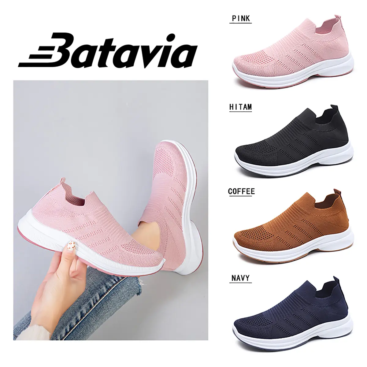[Produk Lokal]  Sepatu Rajut Wanita A106 Sport