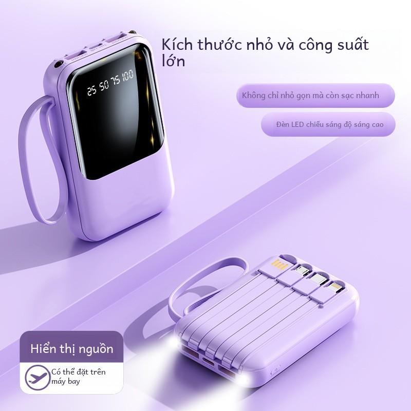 Pin Sạc Dự Phòng, Đi Kèm Với Bốn Dây, 20000 MA, Nhỏ Gọn Và Cầm Tay Nguồn Pin, Màn Hình Kỹ Thuật Số Tráng Gương, Thích Hợp Sử Dụng Hàng Ngày