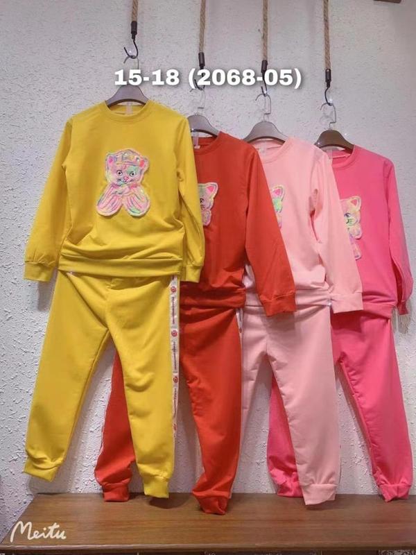stelan anak perempuan import motif random Lengan panjang baju bordir Celana joger dengan sweater Fashion 2