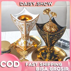 Tempat Bakar Dupa Bulat Arab Antik Resin Mewah Dupa Bakar Arab Bentuk Piala (4 Sudut) untuk Hiasan Rumah