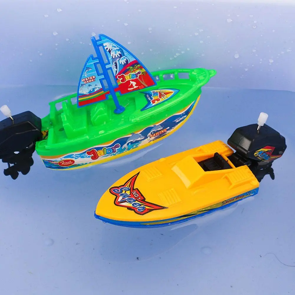 Children's Water Boat Sailing Motorboat Speedboat Yacht Children Bath Toy Bathing Clockwork F6P3