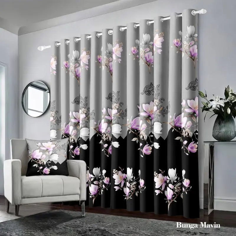 (4pcs) GORDEN JENDELA AESTHETIC GORDENG SMOKRING 12 RING PINTU JENDELA MOTIF MINIMALIS Dekorasi Curtain