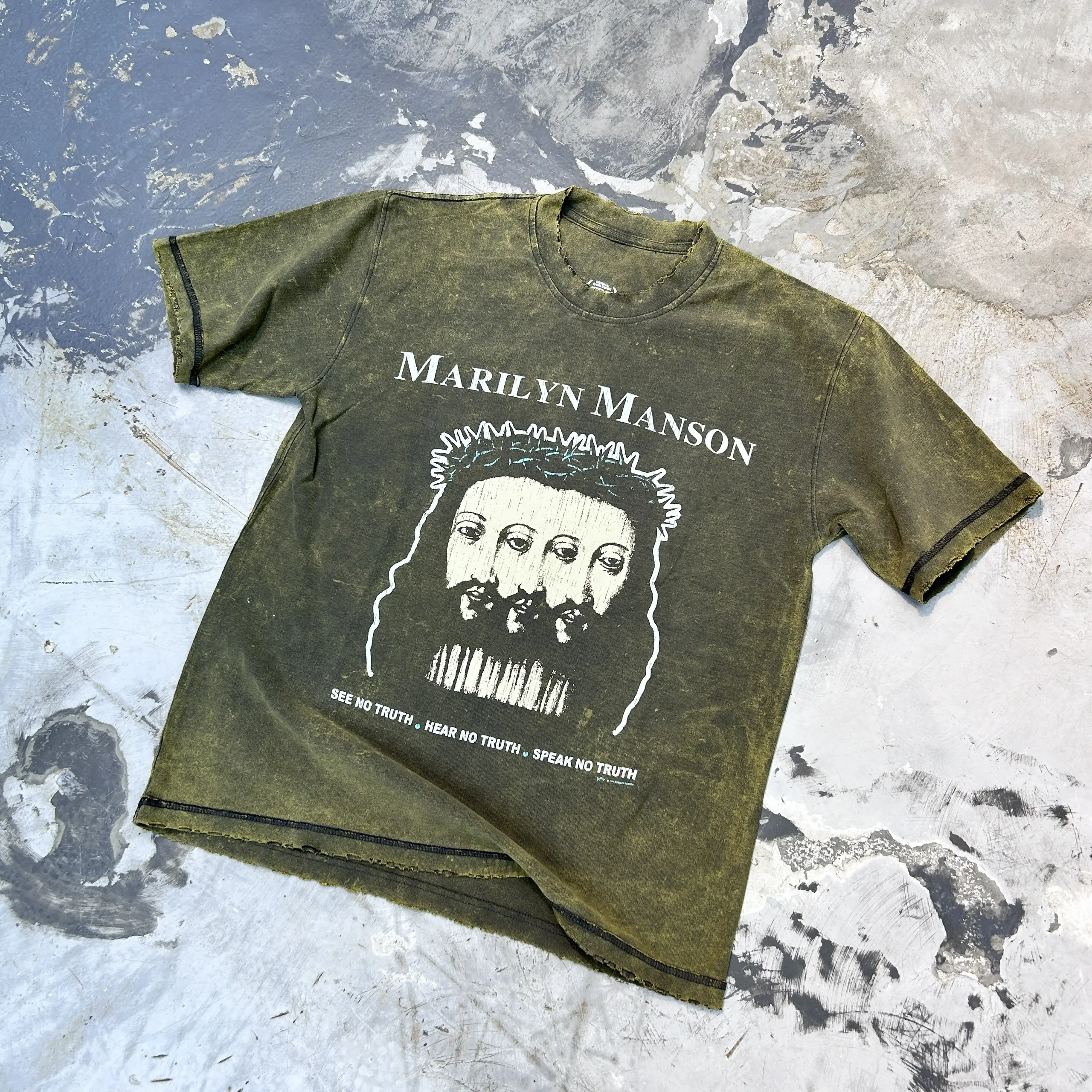 Áo thun wash Marilyn Manson oversize (3màu)