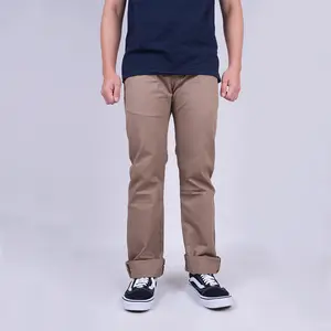 EARTHY GENOVA - Chino Pants Khaki Celana Panjang Pria Cotton Slim Fit Cut Khaki Color Size 28 - 38