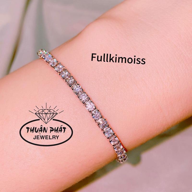  Phụ Kiện Lắc Tay Tennis L062 Fullmoiss Viên Chủ 3Li Nam Nữ Đeo Được Trang Sức Bạc Ý Xi Bạch Kim - Bạc Thuận Phát 
