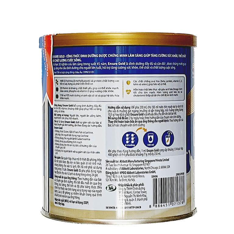[Date 2026] Sữa bột Abbott Ensure Gold Vani 800gr  Canxi 2