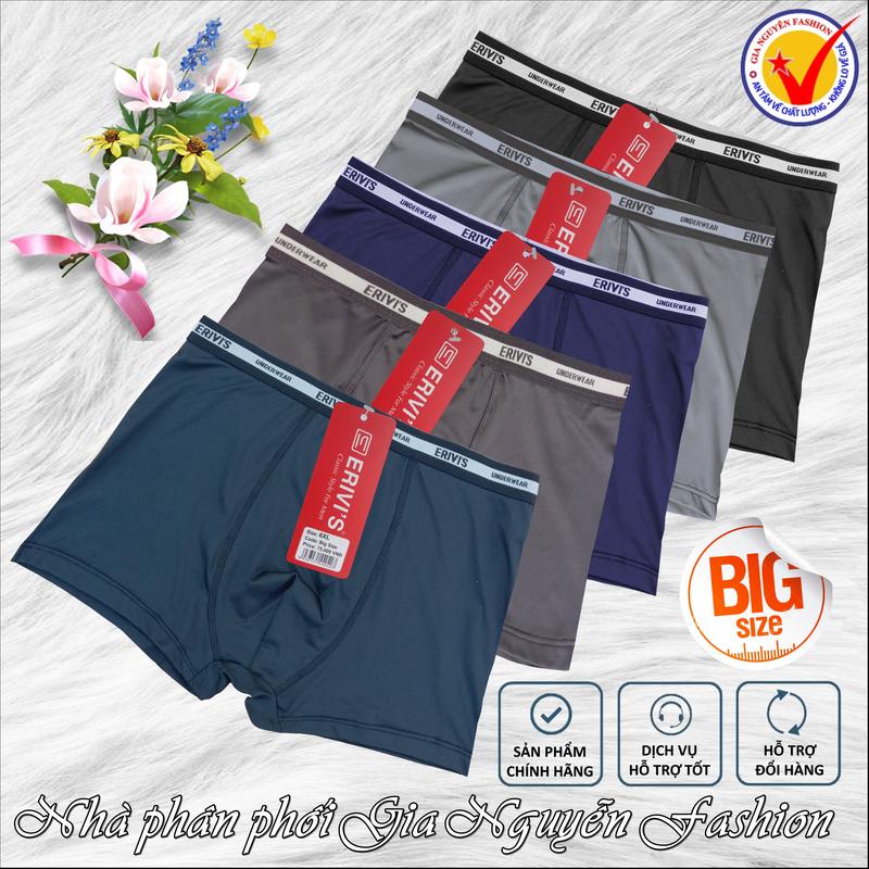 Big size 80-150kg : Bộ 4 quần Boxer nam thun lạnh Erivis quần lót nam dành cho người mập. Hàng Việt nam chất lượng cao