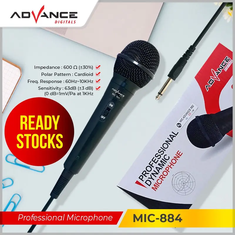 Mic Karaoke Profesional Dynamic Microphone Mic Kabel MIC884 Jack Besar 6,5MM BJSTORE 0