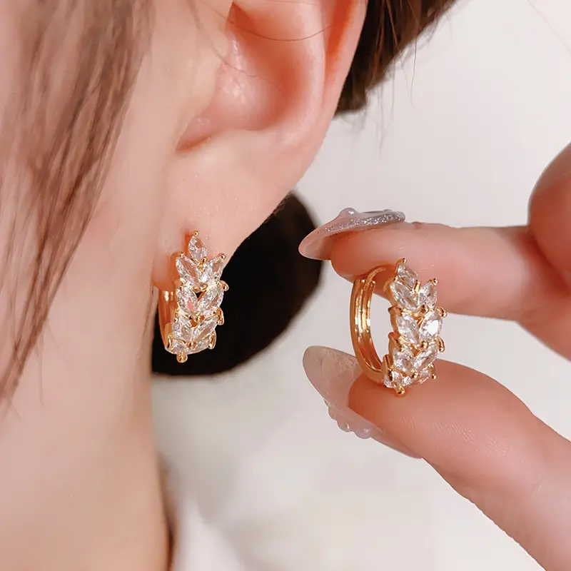 Kẹp Tai Zircon Lúa Mì, Thiết Kế Tinh Tế Nhỏ Chất Lượng Cao, Dành Cho Phụ Nữ, Hàng Mới Về Mùa Hè 2023, Hoa Tai Thiết Kế Độc Đáo Hợp Xu hướng