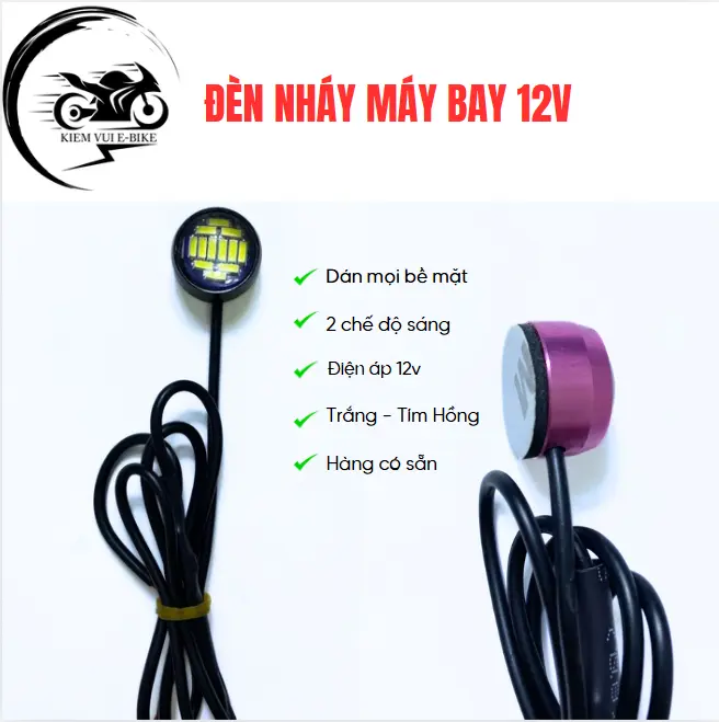 Đèn nháy máy bay 12v, chớp flash, trang trí xe máy, xe điện, ô tô, nhiều màu sắc 0