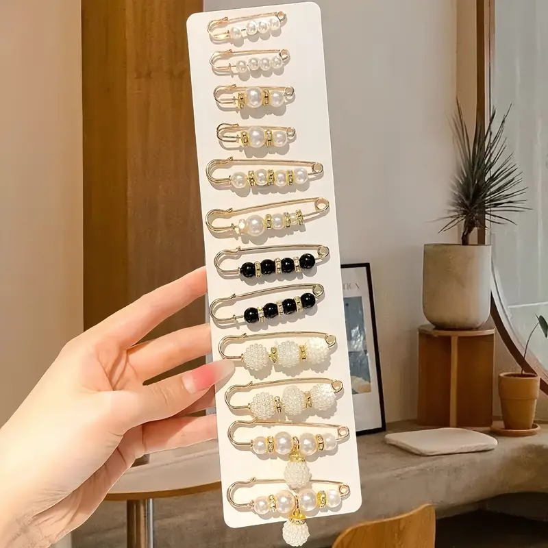 6pcs Faux Pearl Brooch Pins For Women, Cardigan Safety Pin Shirt Dress Pins Pearl Sweater Shawl Clip Waist Pins For Dress Pants White Pearl Brooches For Women 4