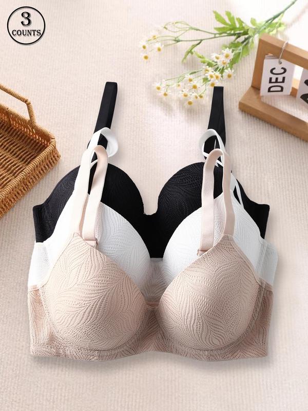 Women's Leaf Pattern Push Up Bra, Adjustable Strap Underwire Summer Bra, Comfortable Breathable Lingerie for All Seasons, Bras for Women 4