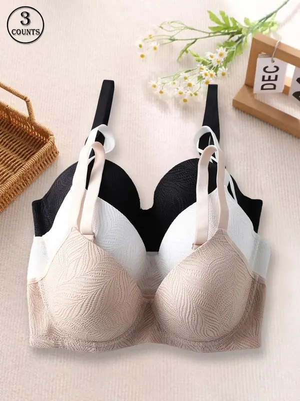 Women's Leaf Print Push Up Fit Bra, Fit Adjustable Strap Underwire Summer Bra, Comfortable Breathable Lingerie for All Seasons, Bras for Women, Summer Clothes, Bra Sets 4