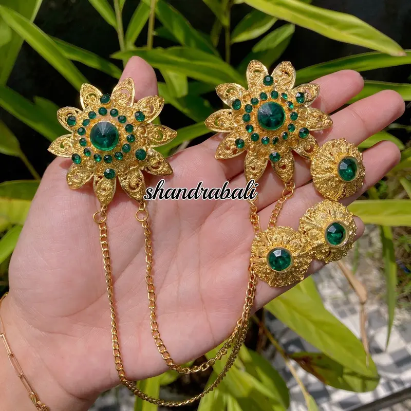 Set Bros Kancing Peniti Kenanga Polos Bulat Aksesoris Perhiasan Baju Adat Kebaya Wedding Alpaka Bali 8