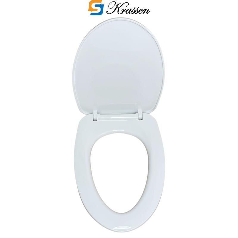 Product Introduction of <Mã KR.23> Nắp bồn cầu đóng êm KRASSEN làm từ nhựa PP cao cấp (màu Trắng sữa) hình mũi nhọn (chữ V) đa năng phù hợp với hầu hết bồn cầu một/hai khối 31