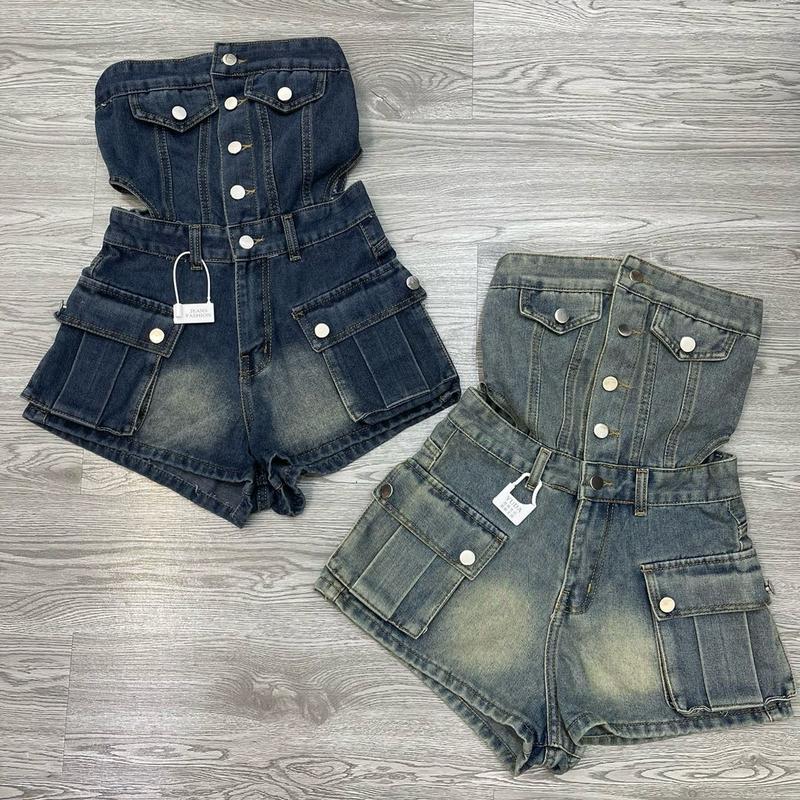 Quần Yếm jeans xinh xắn màu dơ bụi Ôm gọn(2027)-KIM UYÊN BTQ