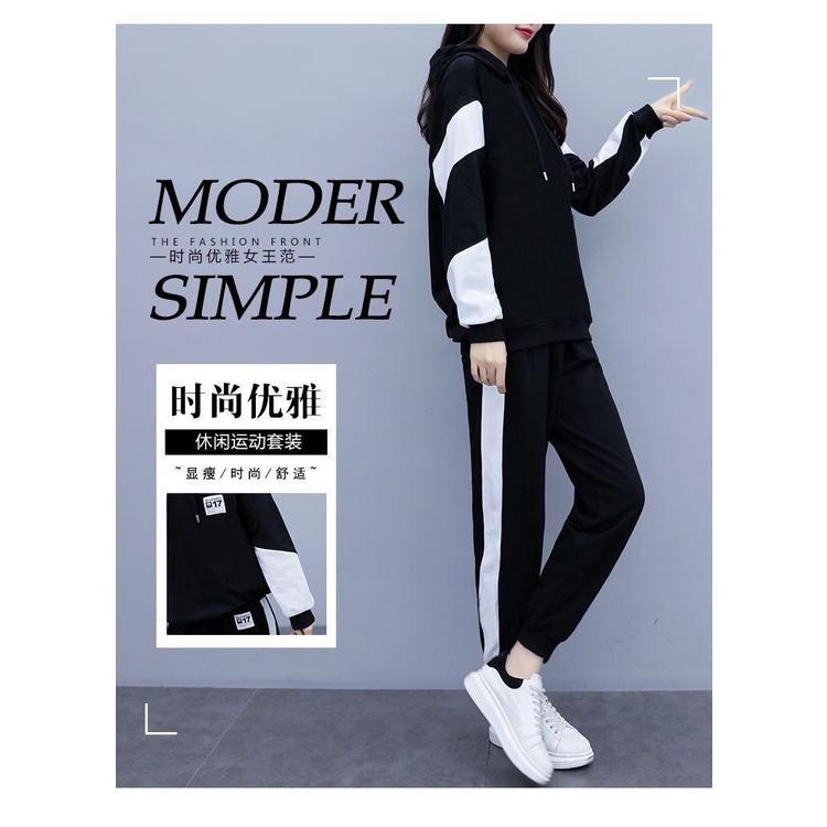 Bộ Quần Áo Nữ Thường Ngày, 2 Món, Trang Phục Cá Nhân, Bộ Đồ Thể Thao Nữ, Bộ Đồ Thể Thao Dài Tay Dáng Rộng, Áo Và Quần # C-711 2