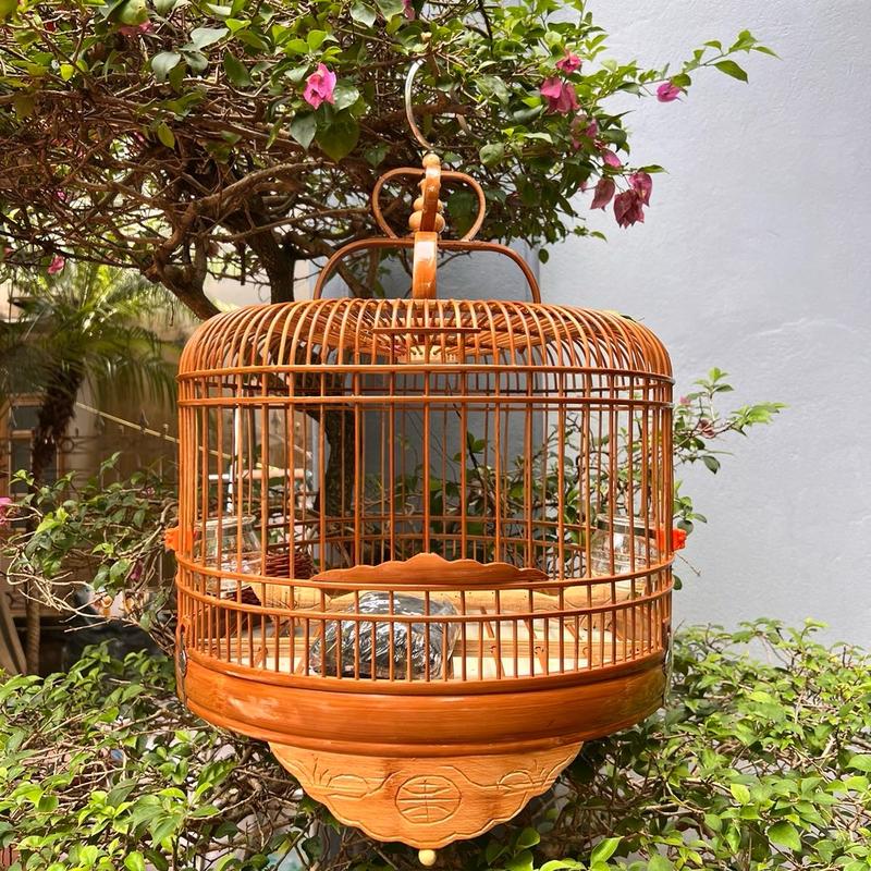 Lồng chim cu gáy vai phu size 40 trúc già đỏ kèm phụ kiện móc+áo+cóng nước+ dọ thóc nuôi