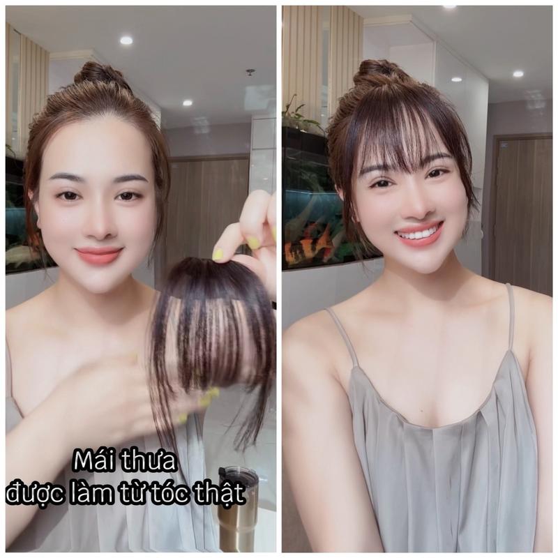 MÁI THƯA ĐƯỢC LÀM BẰNG TÓC THẬT  ( có kẹp ghim chắc chắn ) Women Wig Tóc Giả