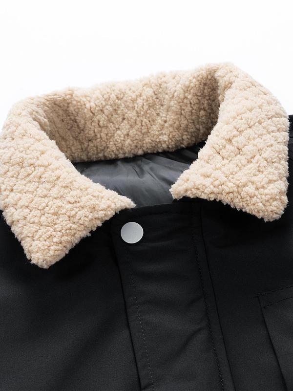 Men's Solid Color Zipper Pocket Design Jacket, Loose Casual Long Sleeve Outerwear for Fall & Winter, Men's Clothes for Daily Wear 8