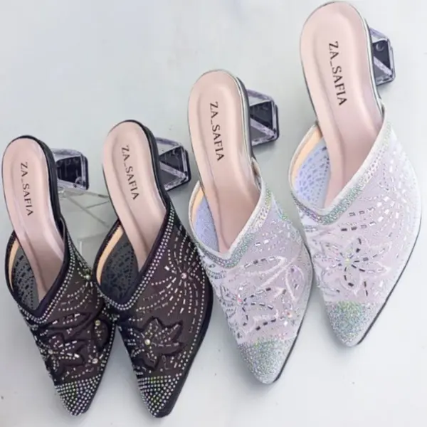 ZA-SAFIA Sepatu Bapau Hak Kaca Heels Terbaru full Payet SN10