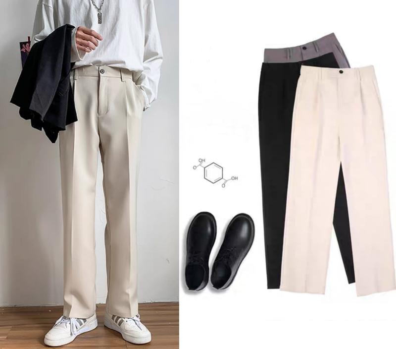 Korean Wide Leg Trouser Pants for Men Baggy/Loose Fit Style Premium Textile 4 Colors Size M to XXL