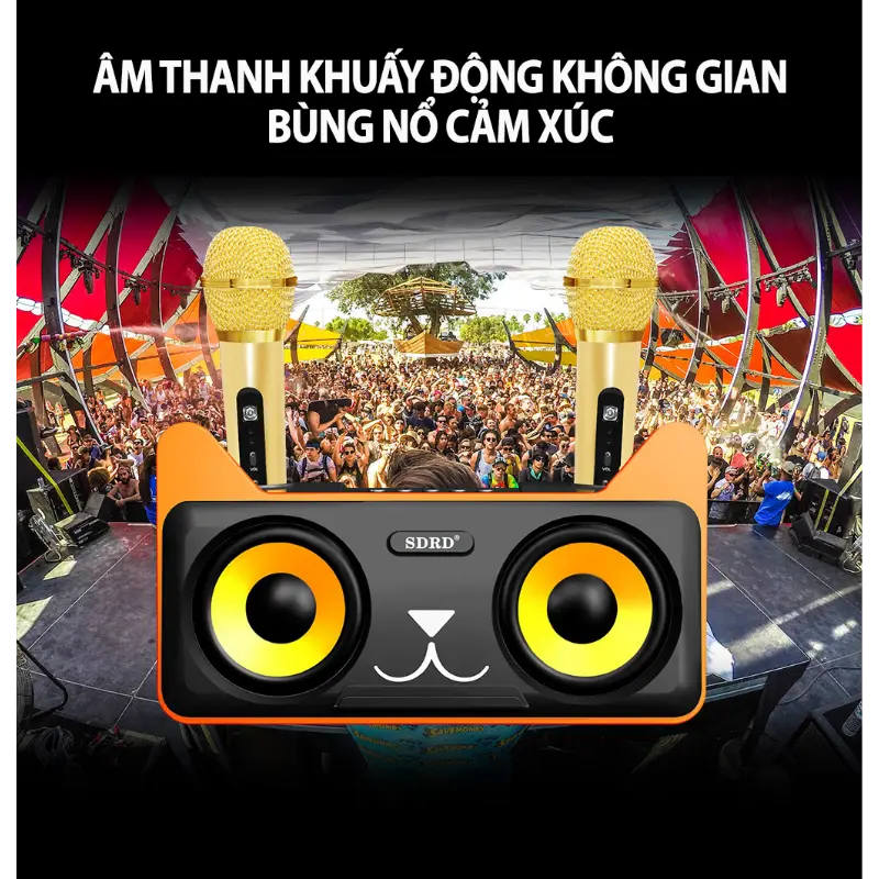 {oo89}      Loa bluetooth karaoke SDRD SD-305, kèm 02 mic không dây Loa Karaoke SDRD SD305 | Chính hãng Loa Bluetooth Karaoke SD-305 Kèm 2 Micro Không Dây Loa Bluetooth Tai Mèo SD-305 Plus SD305. Âm thanh cực hay Loa karaoke SD 305 - Chính