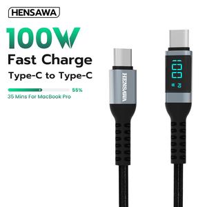 HENSAWA US3109 สายชาร์จเร็ว PD 100W TypeC ถึง TypeC พร้อมชิป Cable E-Marker USB2.0 ถ่ายโอนข้อมูล 480Mbps สำหรับ iP แล็ปท็อป โทรศัพท์