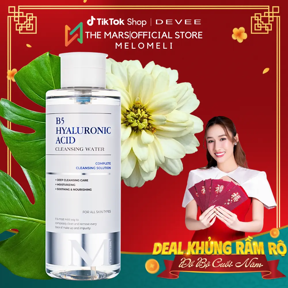 [NGUYỄN HUỲNH NHƯ x MELOMELI] Nước Tẩy Trang B5 Hyaluronic Acid MELOMELI Hàn Quốc - Cosmetic, Mỹ Phẩm Nữ