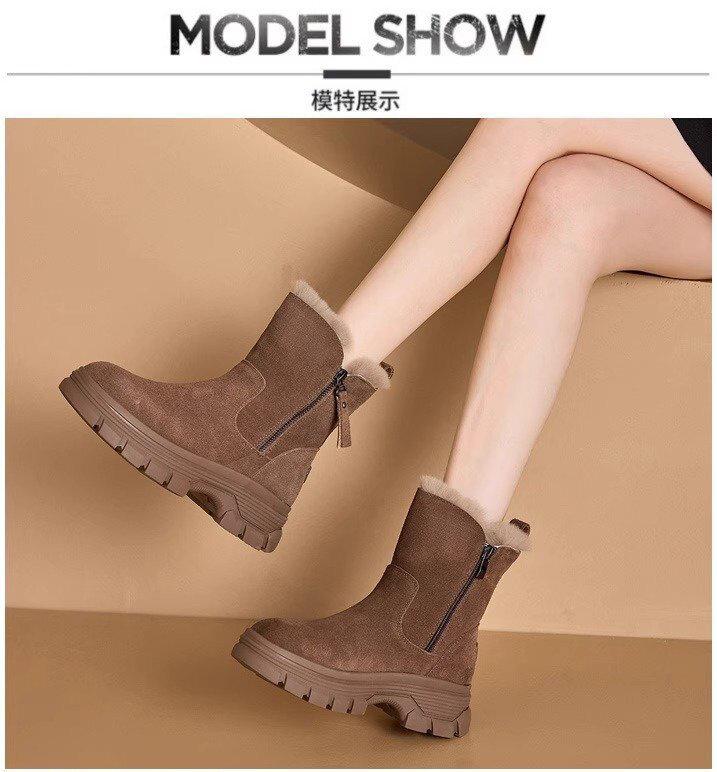 Product Introduction of Red Qingying Brand Thick Bottom Fur Lined Martin Boots Women's Winter Snow Boots Anti Slip Warm Casual Short Tube Boots 14