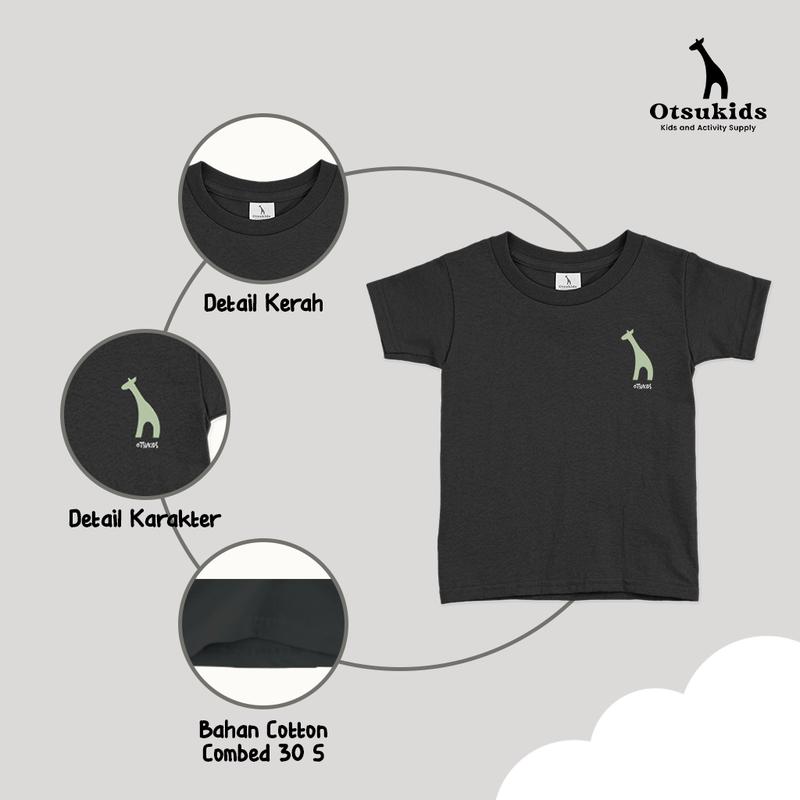 Baju Kaos Anak Laki Laki & Perempuan Umur 6 Bulan - 8 Tahun - Logo Otsukids - Bahan Cotton 30s - Kaos Anak Kids & Junior - Black 1