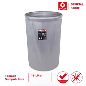 SUNLIFE Rose Tempat Sampah 16L – Rubbish Bin Plastik Praktis dengan Desain Modern, Perlengkapan Kebersihan Rumah