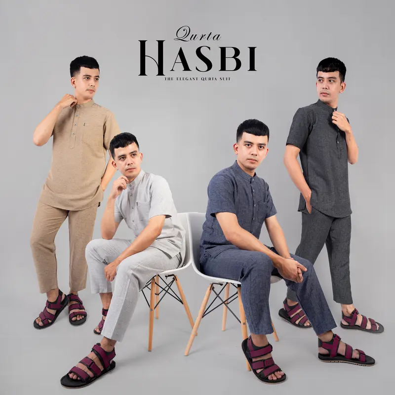 Katsae - Koko Pria Dewasa Setelan Baju celana Muslim | Set Kemeja Koko Kurta Hasbi 0