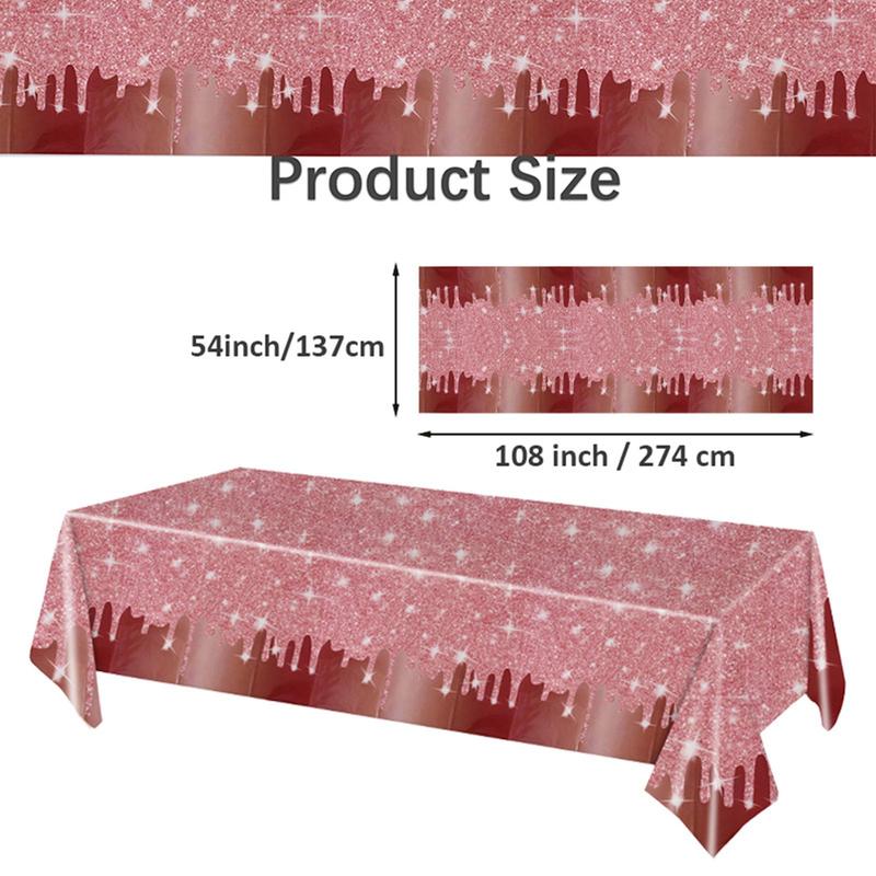 Birthday Party Tablecloth, Glitter Tablecloth, Party Decoration Supplies for Wedding Graduation Anniversary Indoor Outdoor, Ornaments 1
