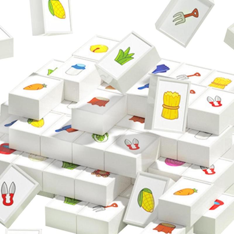 Product Introduction of Mini Mahjong Set Educational Blocks Toy Sensory Toy Matching Memory Game Family Board Game for Toddlers Preschool Children Kids 3