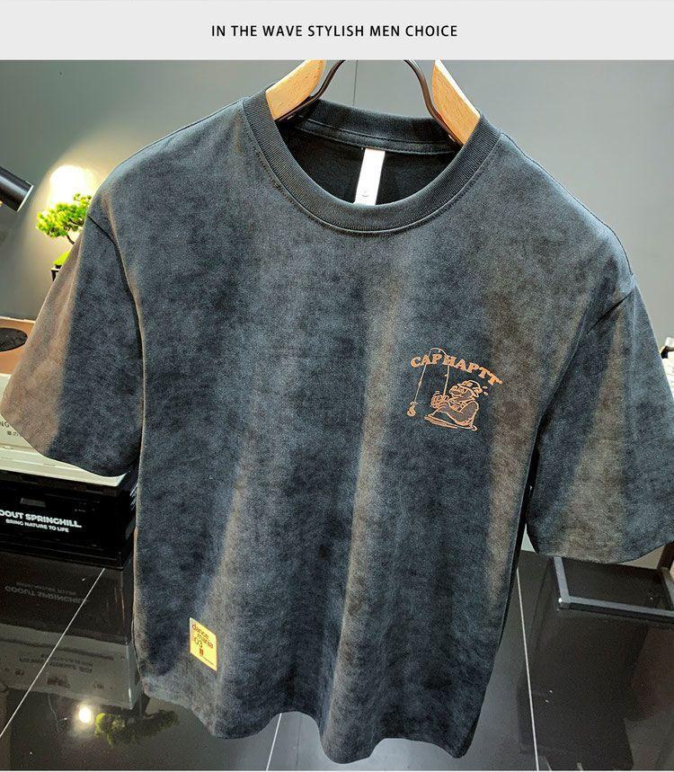 Product Introduction of Áo Thun Nặng, Unisex, Quần Áo Mùa Hè, Thương Hiệu Hợp Xu Hướng Mỹ, Áo Thun ngắn Tay Nam, Tay Lửng, Phong Cách Ins, Xu Hướng 2024 Menswear Cổ Tròn 7