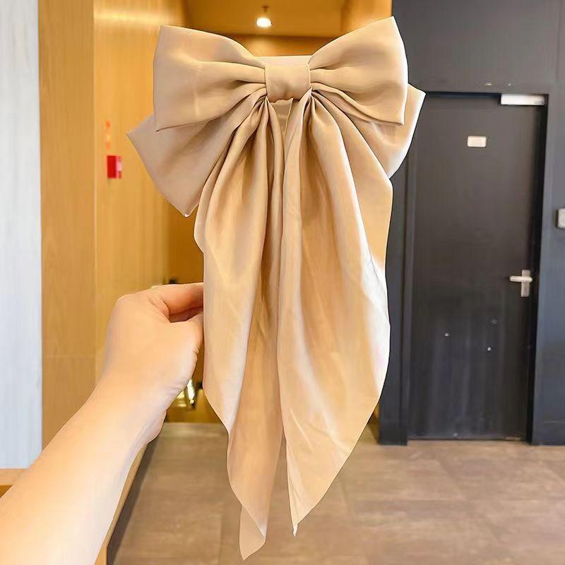 Korea Big Bow Floral Long Ribbon Hairpin Headband Back Head Hair Clip Women Fashion Hair Accessories 6