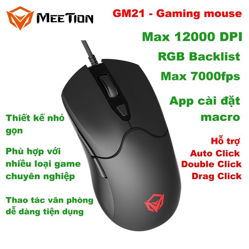  Chuột Chuyên Game Meetion GM21 Có App Cài Đặt Macro Độ Nhạy Max12000DPI Led Viền RGB Phù Hợp Chơi Game Chuyên Nghiệp 