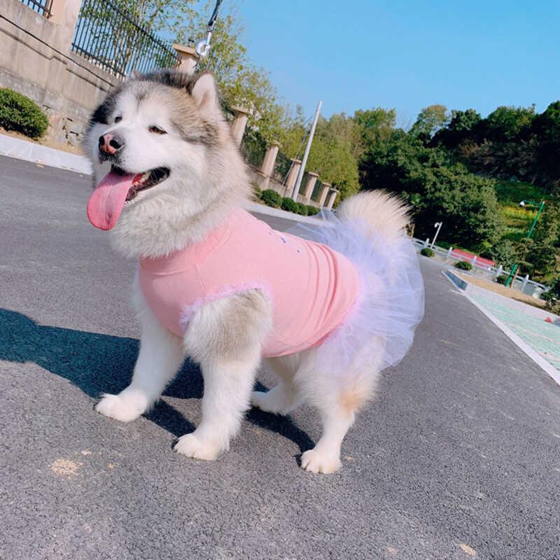 TLB Spring Summer Thin Pet Parent Child Puff Skirt T shirt Teddy Cat Bullfighting Golden Hair Aladog Clothes 5