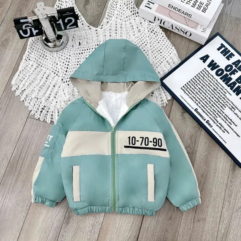( không tăng size) Áo khoác gió lót lông mỏng có mũ cho bé size 11-25kg 1