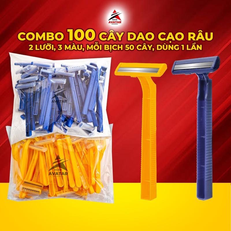 Combo 100 cây dao cạo râu Avatar, 2 lưỡi sắc bén, dùng 1 lần, chuyên khách sạn, xuất khẩu