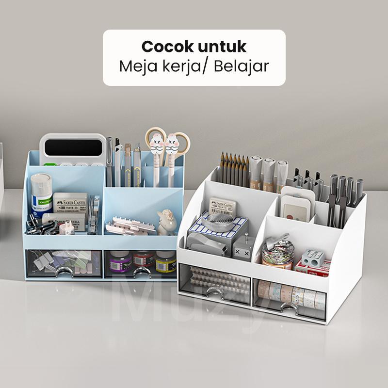 Muzy Rak Organizer Meja Kosmetik Tempat Make Up Plastik Skincare Susun Rak Alat Tulis Meja Kantor Aksesoris Peralatan Kerja Multifungsi HSB686