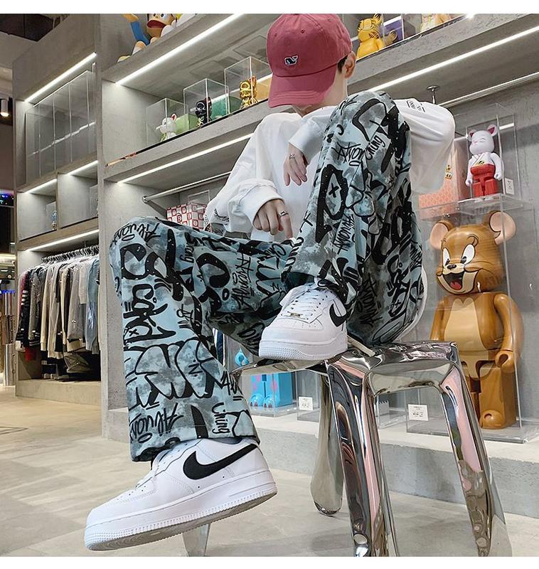 Product Introduction of Quần Dài Ống Rộng, Phong Cách Hip Hop, Thiết Kế Graffiti, Quần Ngoại Cỡ Dành Cho Nam Giới, Quần Jazz Và Quần Đường Phố Cao Cấp, Thích Hợp Cho Khiêu Vũ Và Phong Cách Cổ Điển 9