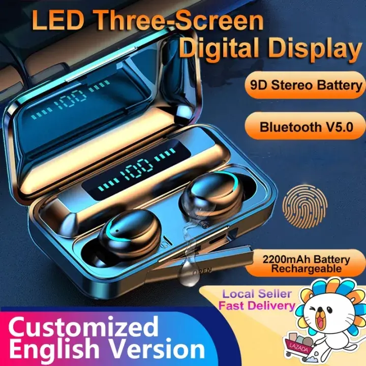 Tai Nghe Nhét Tai Nghe Không Dây, TWS, Bluetooth 5.0, Tai Nghe Nhét Tai, Âm Thanh Nổi 9D, Thích Hợp Cho Thể Thao, Chống Thấm Nước, Tai Nghe Hifi, Có Màn Hình LED, Micrô, Tương Thích Với Điện Thoại iOS Và Android, Hỗ Trợ Cuộc Gọi HD, Hiển Thị Pin
