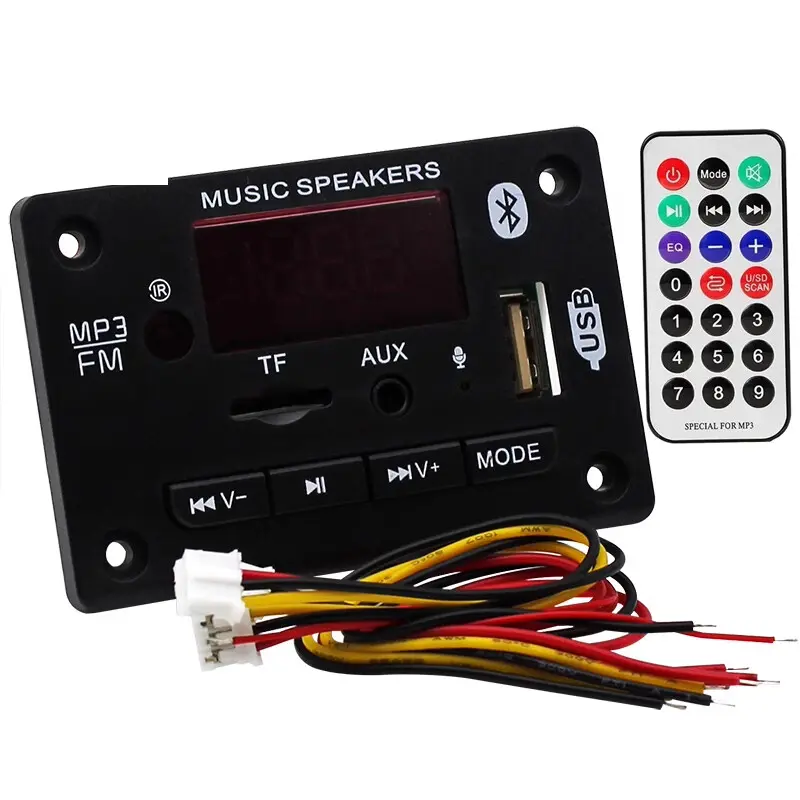 Bảng giải mã MP3 cho ô tô, 5V, 12V, Bluetooth 5.0, với cuộc gọi, đài FM, DIY, hộp âm thanh, thẻ TF, máy nghe nhạc đĩa U
